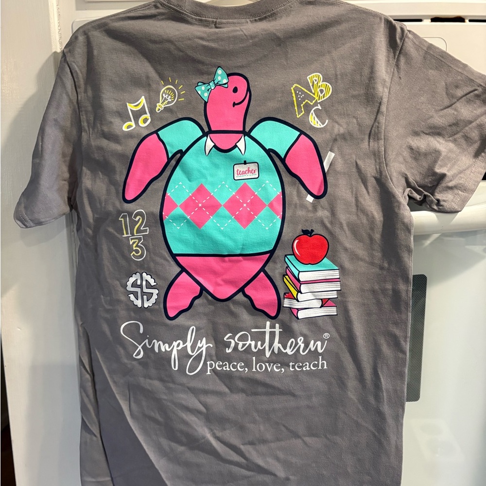 Set of 3 Simply Southern Gray and Pink Turtle Tee